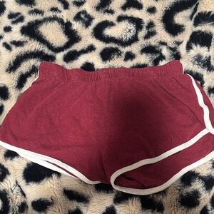 Forever 21 Maroon Athletic Shorts with White Trim